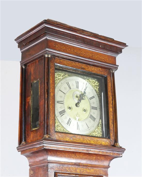 Thomas Ingram of London. An early 18th century walnut and seaweed marquetry eight day longcase clock, H.7ft 2in.
